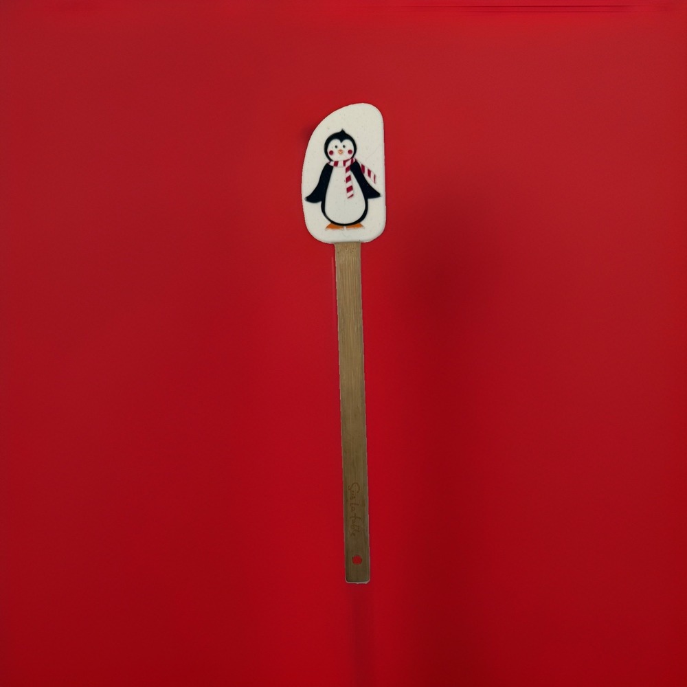 Sur La Table Penguin Spatula Silicone Wood Handle 12.5" Spatula Winter Christmas